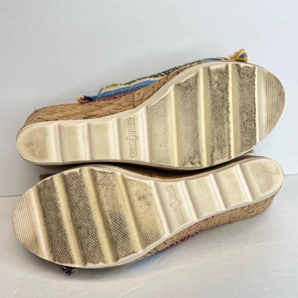 Minnetonka Womens York Cortez Aztec Peep Toe Platform Wedge Sandals Sz 7 Cute! - Picture 9 of 11